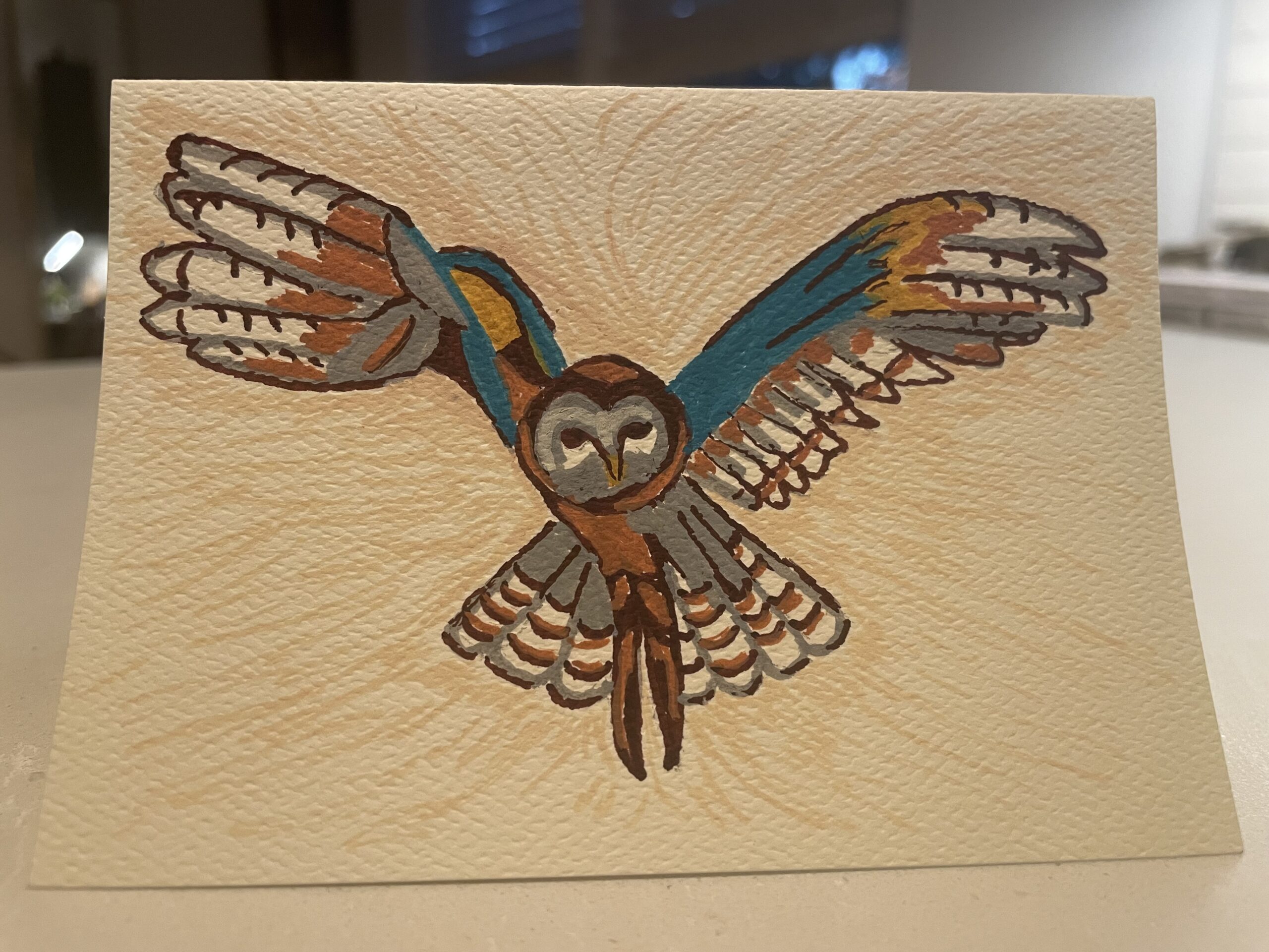 Amber's painting of a barred owl