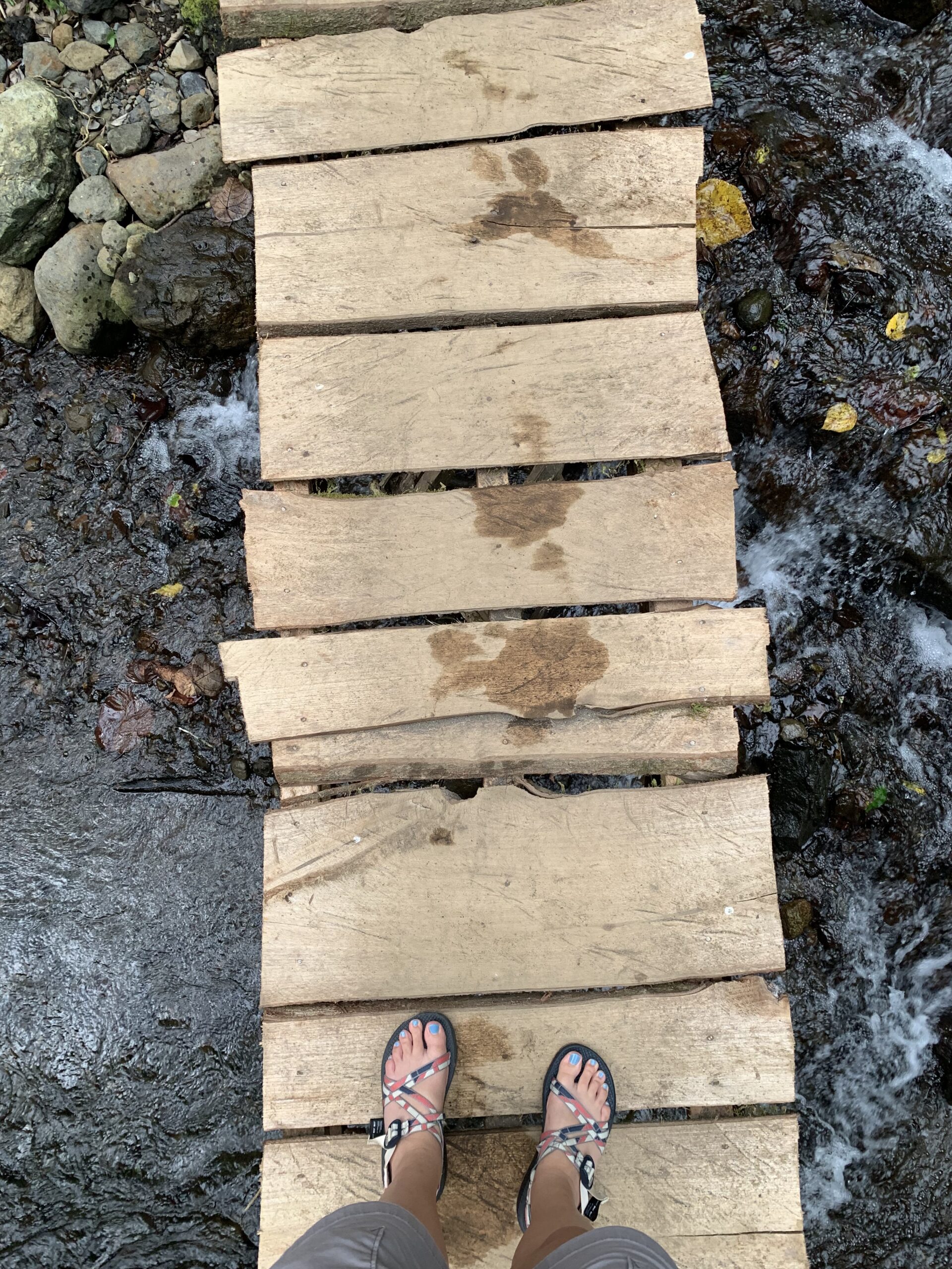 fragile bridge across a river